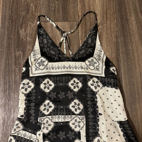 NWOT TOPSHOP black & white paisley midi faux satin dress - Picture 3 of 8